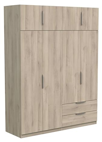 Miroytengo Armario Dormitorio Ghost 8 Puertas y 2 cajones Melamina Color Roble Kronberg 158x51 cm