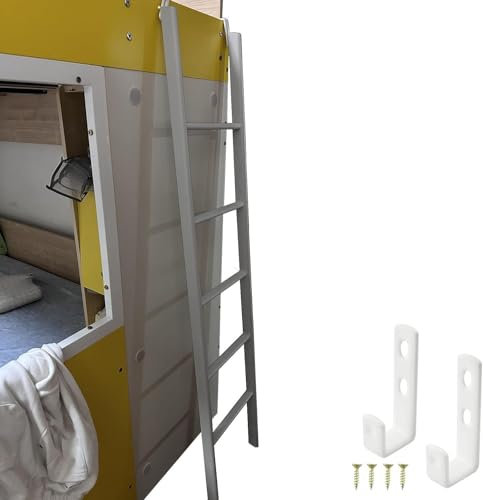 AVLLSO Loft Bed Ladder Double Bunk Bed Ladder with 2 Hook, Truck Bed Bunkhouses Climb Ladders, Loads 150kg(Silver,61/155cm/5ft Tall)