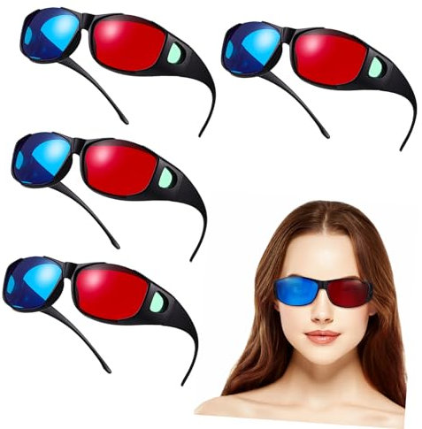 BELLIFFY Occhiali 3d Anaglifici Rossi e Blu in Plastica Leggera, Set Da 5 Pezzi, Per Film 3d a Casa e Cinema, Comodi e Senza Batterie, Esperienza Visiva Nitida e Versatile