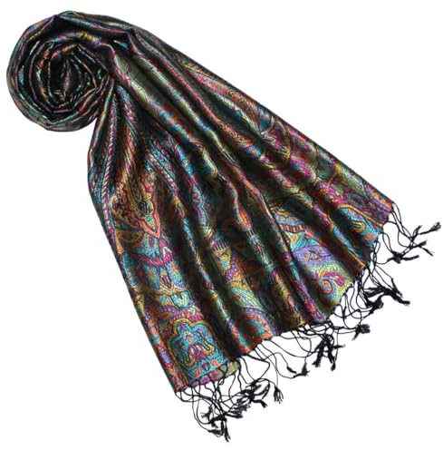 Lorenzo Cana Luxus Seidenschal für Frauen Schal 100% Seide gewebt Damenschal elegant Paisley Muster Mehrfarbig 7868177