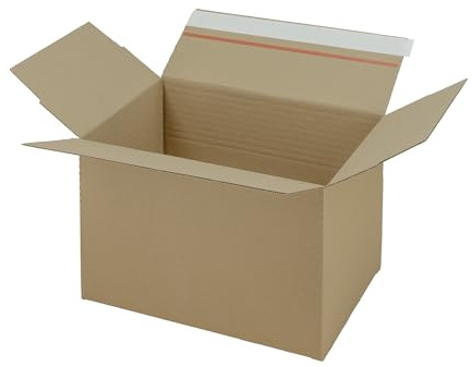 IMBALLAGGI 2000 - Scatole Cartone Automontanti ‎Avana 30x21x22 a 1 Onda, 5 Scatoloni Spedizioni e Imballaggio Resistenti Rinforzati con Bordo Adesivo, Cartoni Archiviazione Multiuso Casa e Ufficio