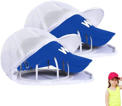 Shouxiut 2 x Waschmaschinenhutschutz mit Netztasche, Baseballmützen-Unterlegscheibe, 2-in-1-Baseballmützen-Reiniger, Kappenformer, passend für Erwachsene und Kinder