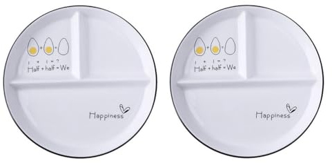 Cabilock Assiettes En Céramique 3 Compartiments 2 Pièces Résistantes Micro-Ondes Lave-Vaisselle Avec Fond Antidérapant Assiette Portion Régime Adulte Pour Repas Maison