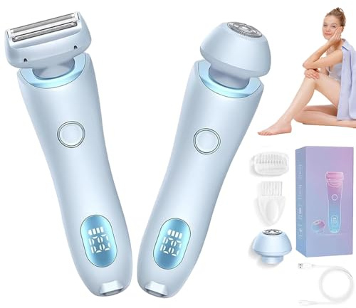 Rasoio da donna 2 in 1, rasoio per bikini 2025, impermeabile, elettrico, ricaricabile, per uso bagnato e asciutto (blu)