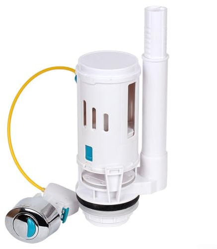 HOHOVYVY Cassetta WC con doppia valvola di risciacquo con bottone automatico, cromato, ovale, 27,5 cm, cavo ABS