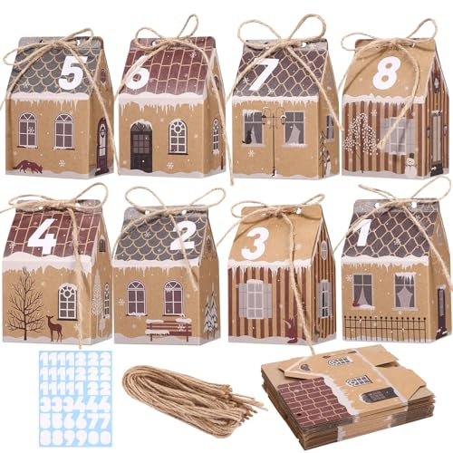 Naler 2025 DIY Christmas Advent Calendar Boxes to Fill Countdown Advent Calendars Gift Boxes to Fill Yourself for DIY Xmas Decorations, 24Pcs