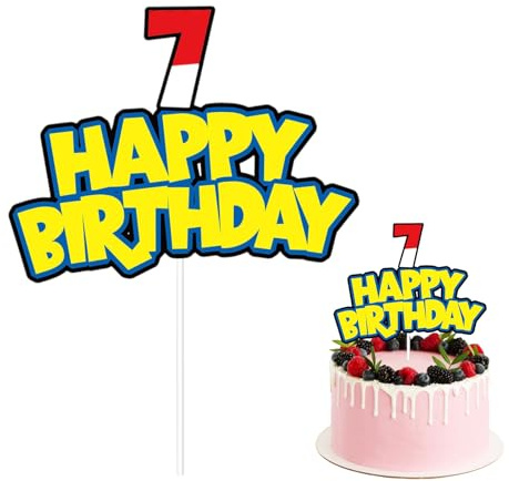 Kuchendeko Geburtstag, Happy Birthday Cake Topper, Cartoon Kuchen Topper, Kuchendekoration, Tortendeko Kindergeburtstag, Geburtstag Party Dekoration Zubehör (7)
