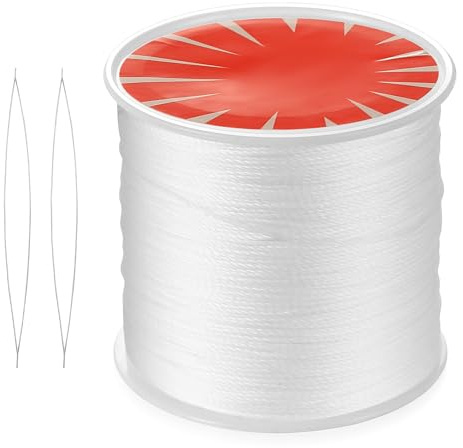 1 STK Gewachste Schnur, 0,5mm x 106m Gewachster Faden, Wachsschnur mit Perlennadel, Polyesterschnur Gewachstes Garn für Armbänder, Halsketten, Schmuckherstellung, DIY Basteln (Weiß)