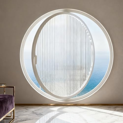 Finestra Rotonda A Giroletto,Finestra Seminterrato,Finestre Di Ventilazione Girevoli A 360°,Per Bagno,Camera Da Letto, Soggiorno Cucina(White3,100cm/39.4in)