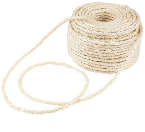 VICASKY Multi-functional 50m Natural Sisal Rope 4mm for DIY Cat Scratching Post, Decorative Bundling Cord Suitable for Indoor Cat Furniture and Craft Projects Random Color