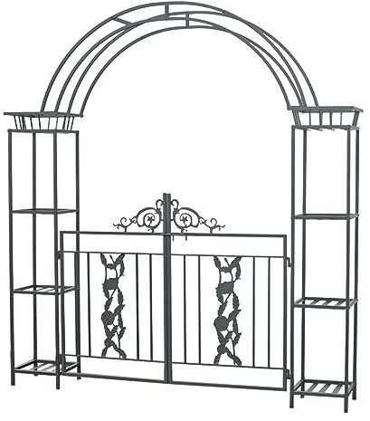 Arche de jardin avec portail - Arche élégante pour plantes grimpantes, idéale pour mariage, cérémonie, décoration extérieure