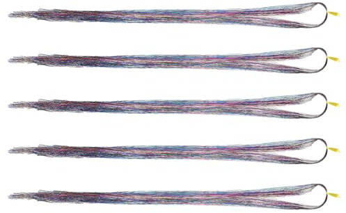 OSOLADY Hair Tinsel Strands Glitter Hair Extensions Pet Filament Highlight 750pcs Easy to Use Silver Colour Night Club and Bar
