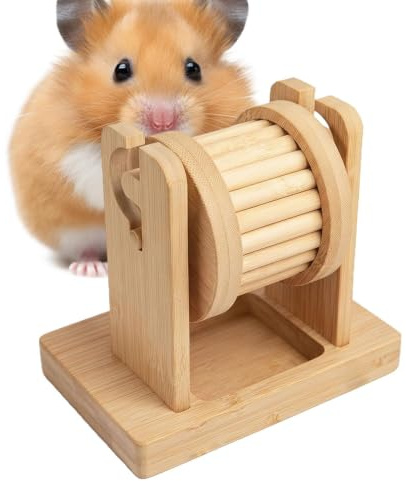 hámster Dispensador Madera para Forrajeras | s de Alimentación con Rueda Hámster para Ratones Enanos Jerbos Chinchillas Erizos Exterior Hogar Viaje Jaula