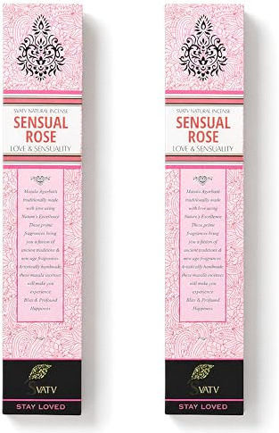 SVATV Sensual Rose: Masala Räucherstäbchen, handgerollt, hergestellt in Indien, 15 g