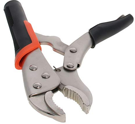 Utoolmart Pince à mâchoire incurvée 45 cm en acier avec pince à pince en forme de C - Étau droit - À nez plat rond - Pince multifonction réglable avec manche en plastique - 1 pièce