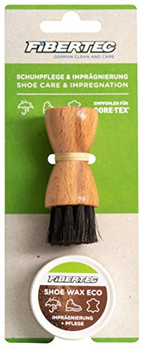 FIBERTEC Schuhpflegeset Mini, Auftragsbürste und Shoe Wax Eco, farblos, 28ml