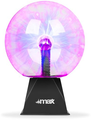 MAX PBL20 - Lampada al plasma gigante, 20 x 29,5 cm, sfera magica tattile, sensibile al tatto e alla musica, lampada d'atmosfera, ideale per decorare o regalare, resistente ai graffi