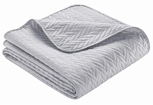 Ibena Nancy Tagesdecke 220x250 cm Tagesdecke Grau Leichte Decke mit Zopfmuster