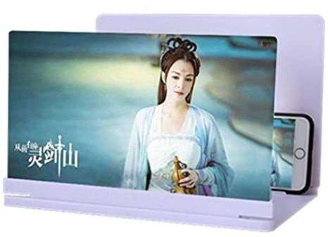 3D Screen Magnifier, HD Mobile Phone Magnifier Projector Screen for Movies, Videos, and Gaming, Foldable Phone Stand with Screen Amplifier (Color : White+Glasses, Size : 26inch)