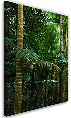 Feeby Vlies Leinwandbild Exotik Tropen Dschungel Palmen 20x30 cm Wand Bild Kunstdruck Deko Wohnzimmer Wohnungs Deko Bäume Pflanzen Natur Wald Grün