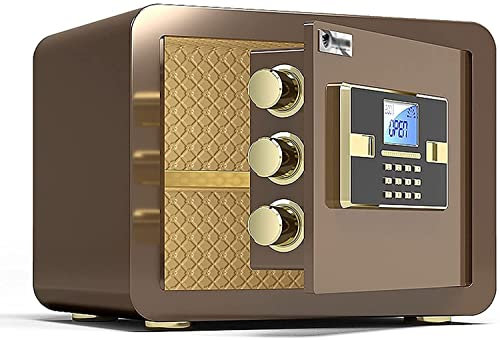 Tresor Safe Feuerfester Elektronischer Passwort Tresor,Stahl Sicherheitsbox,Kleine Mini Aufbewahrungsschränke Für Zuhause,Unsichtbarer Mit Diebstahlwarnanlage (Farbe : Braun, Größe : 35X30X30Cm)