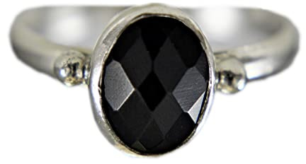 Ring Silber 925 Damen - Onyx Ring - Frauen Ring - Stein Schwarz - Edelstein Ring - Verstellbar - Schmuck Silber - Schmuckbox - Oval