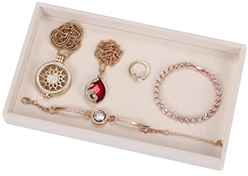 Valyria sammet tomma ringar örhängen bricka box monter visa smycken organiserare beige