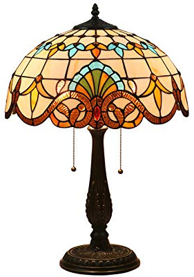 Tiffany Lamp Table Lamp Multicolored Victorian Stained Glass Dome with Pull Chain Switch Task Light Desk Lamp Night Light Zinc Base for Living Room Bedroom Coffee Table -(12W x 19H)-Typ A needed