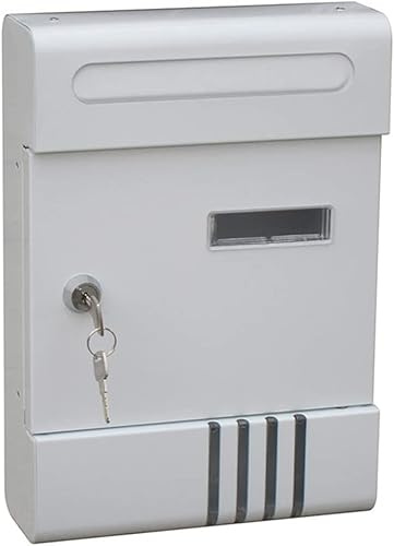 UNISTRENGH Buzón de pared para correos Mailbox de montaje en pared con placa nombrada a la intemperie Buzón de pared con 2 llaves, material de fijación inoxidable, color blanco