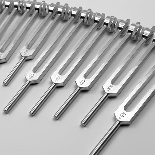 Secret Solfeggio Stimmgabel-Set für Kofferraumbefestigungen, Silber, 9-teilig | Speziell für die Verwendung mit Stiefelbefestigungen – Klangübungen, Meditation und präzise Platzierung