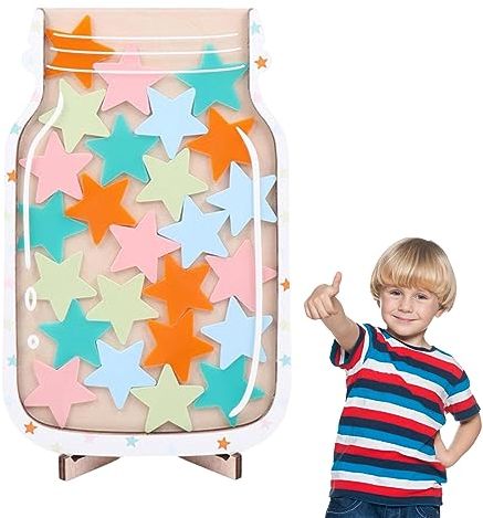 Reward Jar Stars, Belohnungsglas Schule Magnetisch, Personalisiertes Belohnungsglas, Belohnungstabellen für Kinder, Motivierendes Belohnungsglas für Jungen Und Mädchen (D)