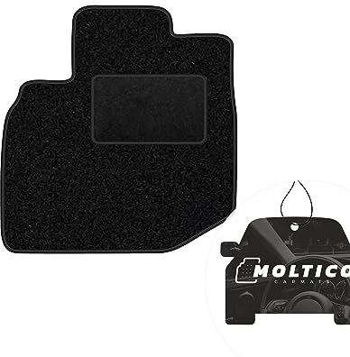 moto-MOLTICO Fahrer Fußmatte Auto Velours Fahrerseite Autoteppiche Schwarz Fahrermatte 1-teilig passend für Honda Jazz II 2007-2014