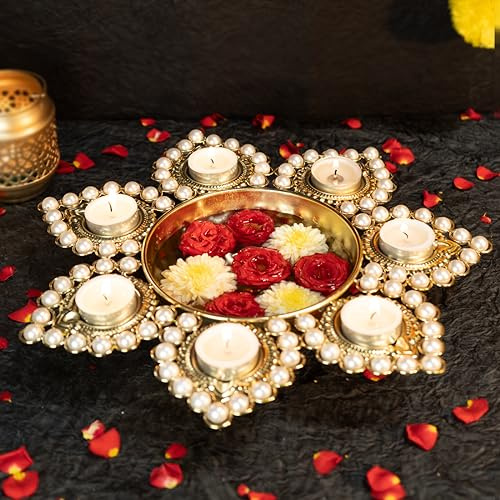 Ekhasa Urli - Cuenco para decoración del hogar y artículos decorativos de mesa, flores flotantes o velas de té, cuenco de agua para Diwali Pooja y otros festivales, regalo para ceremonia de
