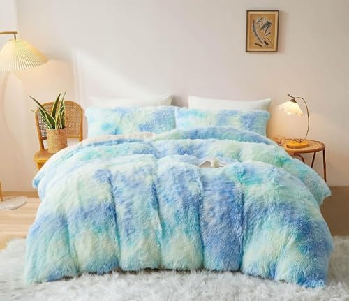 Sacebeleu Kissenbezug 80x80cm 2er Set Plüsch Biber Flanell Flauschig Zierkissenbezug Kissenhülle Doppelpack Blau Winter Kopfkissenbezug