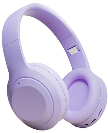 Fiauli Wireless Headphones Over Ear,HIFI Active Noise Cancelling Bluetooth Headphones,Foldable Over Ear Headphones Wireless Headset With Built-in Mic,Support TF Card for Travel Home (Purple)