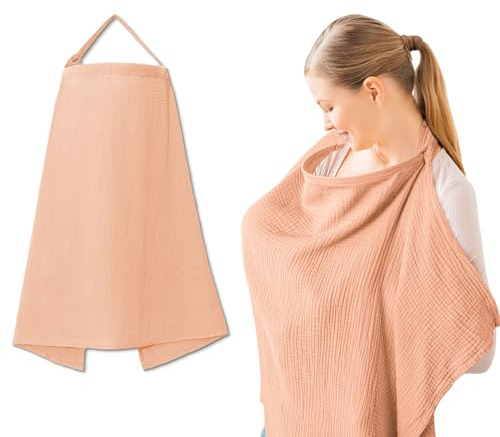 Goiern Foulard d'allaitement pour les déplacements, couverture d'allaitement en mousseline pour bébé, douce et respirante, couverture d'allaitement pour nourrissons Rose, Rose, L
