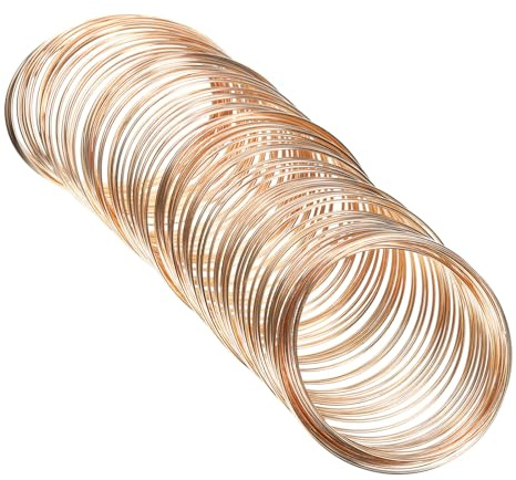 PATIKIL 100 Schleifen Memory Wire, 1 Stück 1mm 18 Gauge Schmuckdraht Basteldraht Memory Stahldraht für Schmuckherstellung Armbänder Perlen DIY Handwerk, Roségold