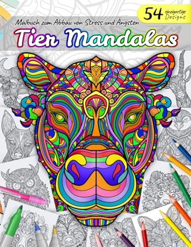 Tier-Mandala-Malbuch für Erwachsene | Einzigartige Tier-Malvorlagen zur Angst- und Stressbewältigung