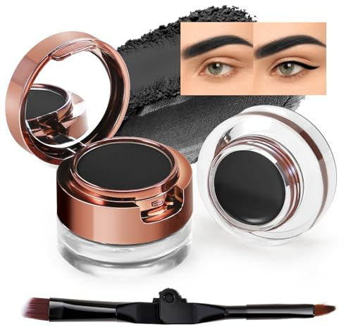 AFGHOUZ Cream Eyebrow Duo Kit, Brow Powder and Eyeliner Gel, Eye Brow Pomade Waterproof Highly Pigmented, Filler Thicker Brows, with Dual Head Brush