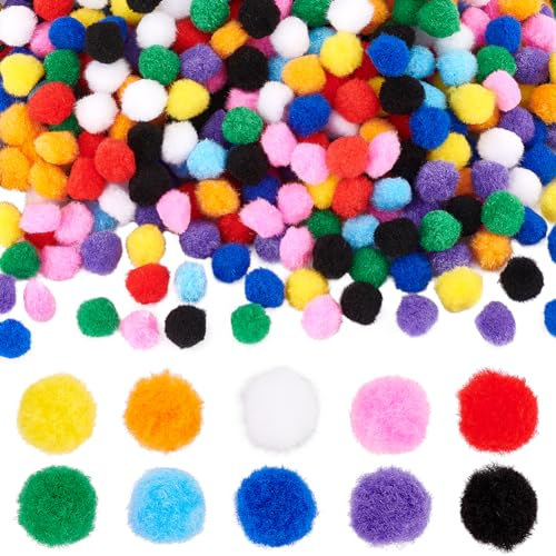 PH PandaHall 500 Stück Pompons In 10 Farben 20 mm Pompom Bälle Regenbogenfarben Weiche Pompom Bälle Zum Basteln Für Weihnachten Hochzeit Geburtstag DIY Nähen Basteln