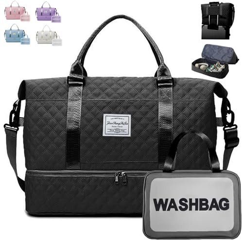 YOUYIKE Reisetasche Damen Groß, 41L Reisetasche mit Schuhfach, Nassfach Wasserdicht Turnbeutel Handgepäck Tasche für Flugzeug, Badetasche, Weekender Travel Bag Women