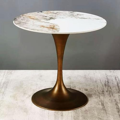 Runder Esstisch Mit Granitplattenplatte, Moderner Kleiner Couchtisch, Wohnzimmer-Akzenttisch Mit Metallfuß Im Tulpenstil for 2–4 Möbel(2,120X120X74CM)