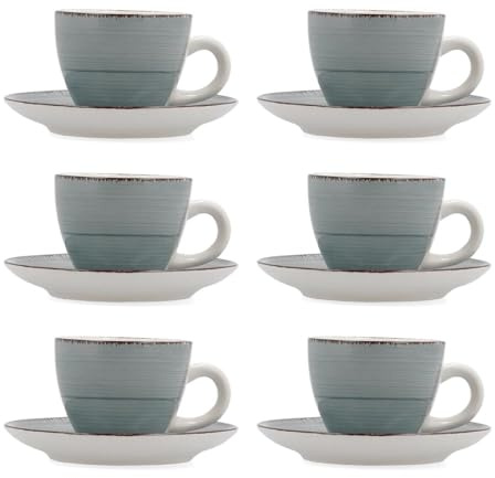 Quid Vita Morning Set De 6 Tazas Con Platillo Cerámica 9cl Loza Apto Microondas Seque Los Platos Por Las Dos Caras Después De Cada Lavado
