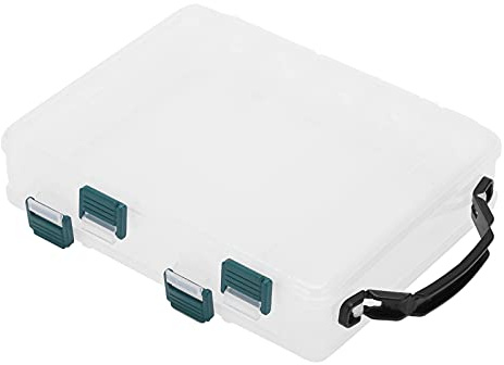 Qukaim Bärbar förvaringslåda för bete fiskeutrustning förvaringsbox, dubbla lager bärbar bete redskap organisatör, multifunktionell tillbehörsförvaring, 40 cm lång, svart och grå, flerfärgad,