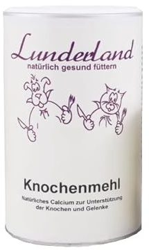 Lunderland Knochenmehl 350g Ergänzungsfuttermittel für Hunde und Katzen I Natürliches Calcium zur Unterstützung der Knochen und Gelenke I 100% Knochenmehl