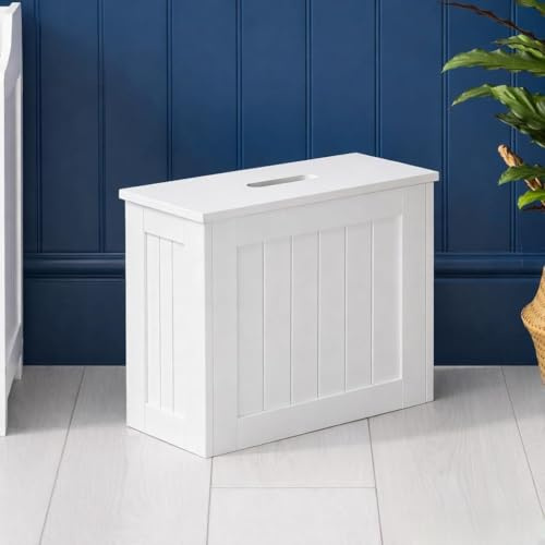FAHD TRADERS | Slimline Freestanding Wooden Bathroom Storage Unit | Space Saving Cleaning Tidy Cabinet | Multi-Purpose Bathroom Organiser Box (W37 x D17 x H33cm)