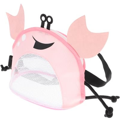 NULYLU Crab Shape Mesh Bag for Collecting Seashells and Toys Beach Bag for Boys and Girls