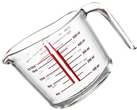 BEBEMOKO 1pieza Copa Medidora De Vidrio Templado Transparente Para Cocina y Repostería Resistente Temperaturas Extremas Para Medir Líquidos y Sólidos