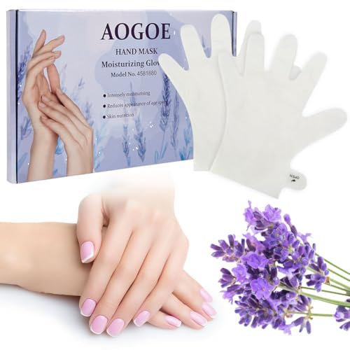 AOGOE Maschera per Mani, 6 Paia Lavanda Guanti Idratanti Mani, iparazione Della Pelle Ruvida, con Glicerina e Latte Sbiancanti e Antietà per Invecchiamento a Secco e Mani Screpolate