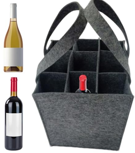 Liakyunf Flaschenträger 9 Flaschen Filz, Taschen Träger, Faltbarer Mit Trennwänden, Getränketasche Bottle Bag Für Partys, Picknicks, Reisen